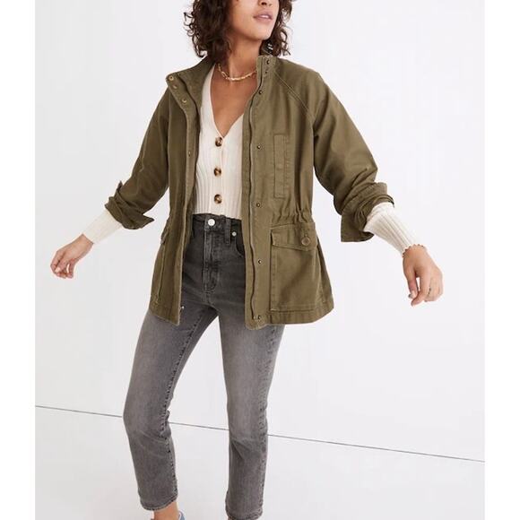 MADEWELL Northover Utility Jacket Womens Large Desert Olive Green Army Surplus - Picture 2 of 16